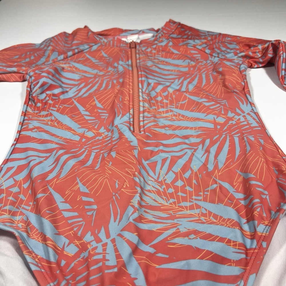 One Piece Long Sleeve Swimsuit With Half Zip Closure The Salt Life Tropic Palm - Picture 2 of 8